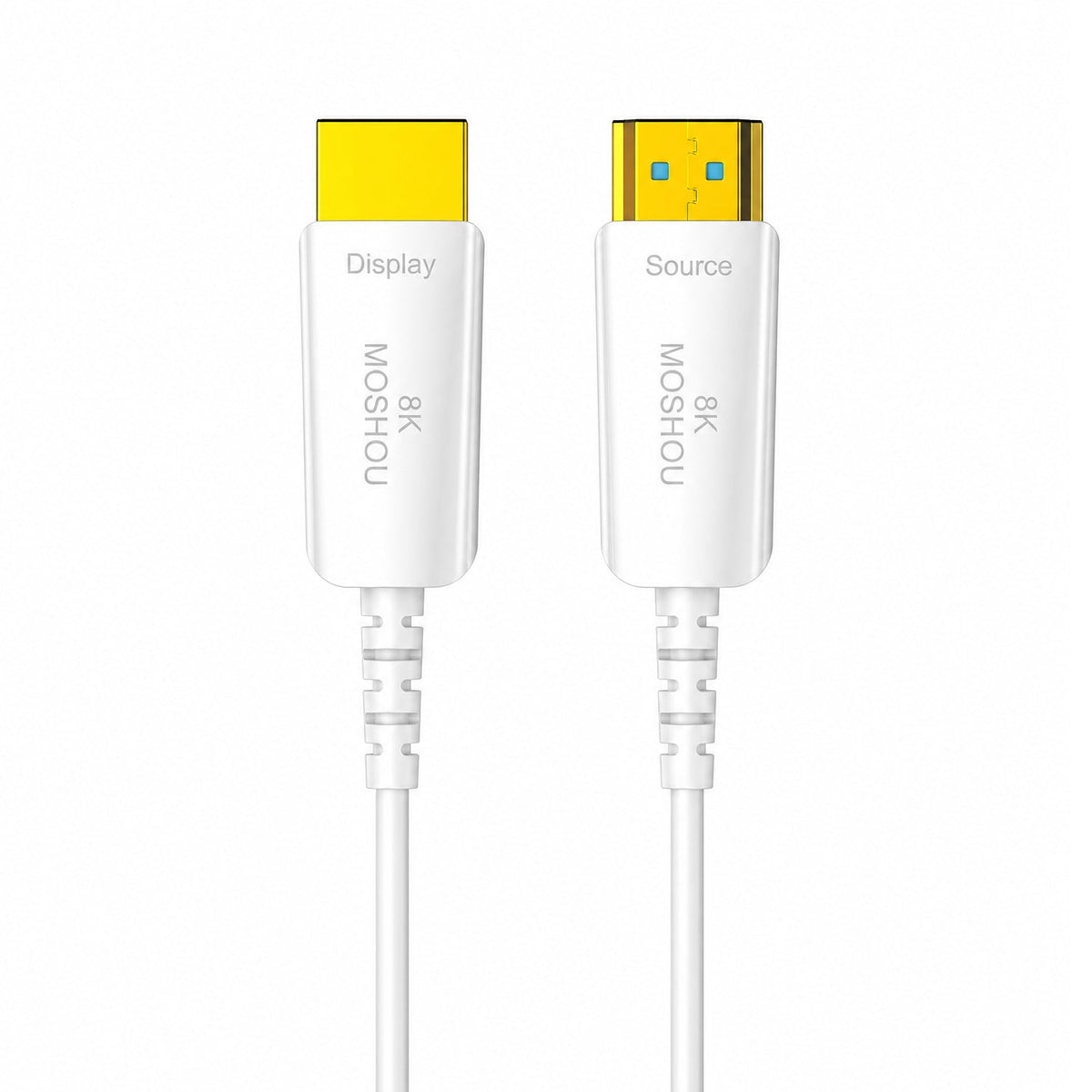 MOSHOU white ultra-slim 8K HDMI 2.1 optical fiber cable Source and Display connectors