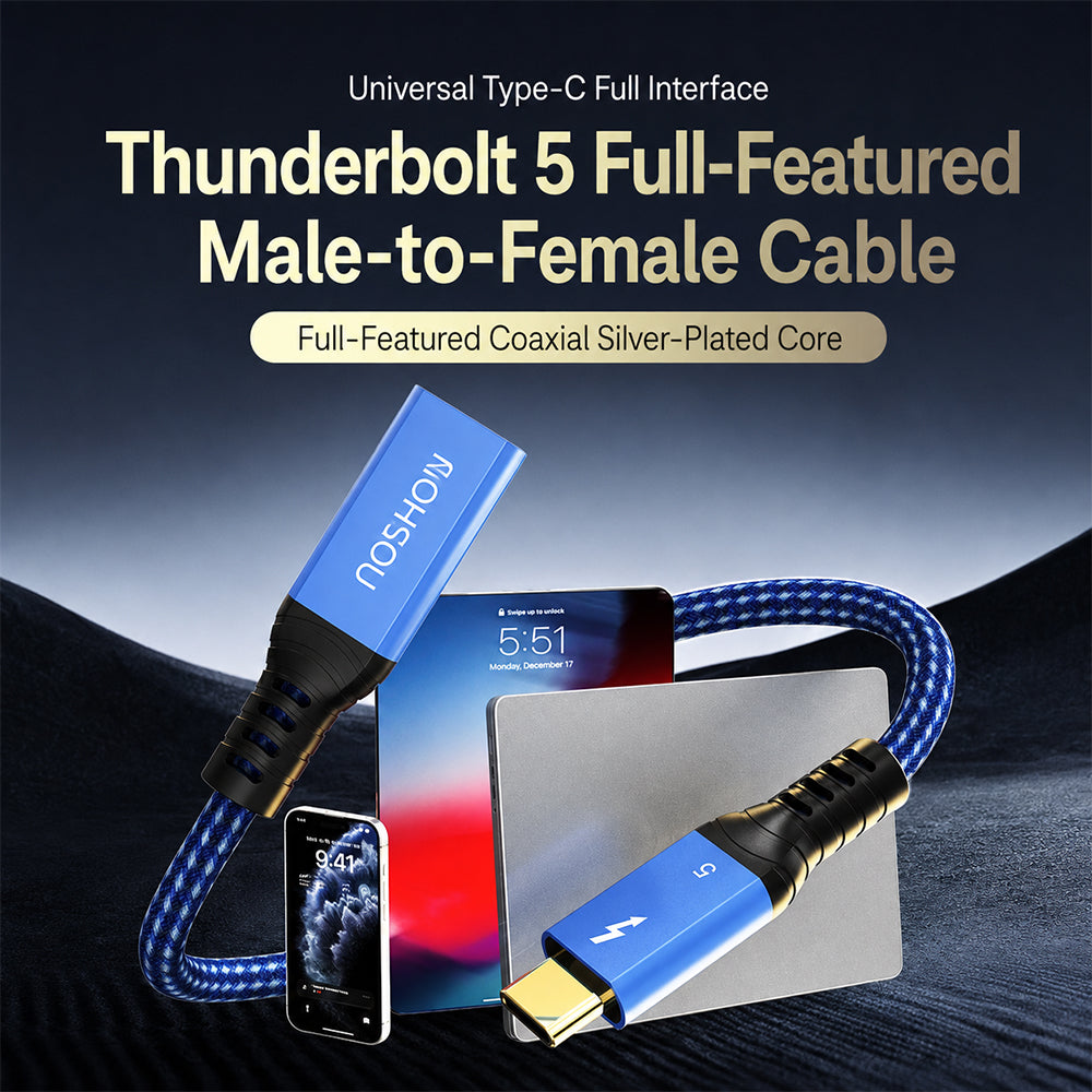 MOSHOU Thunderbolt 5 USB-C Extension Cable – Male to Female, 240W