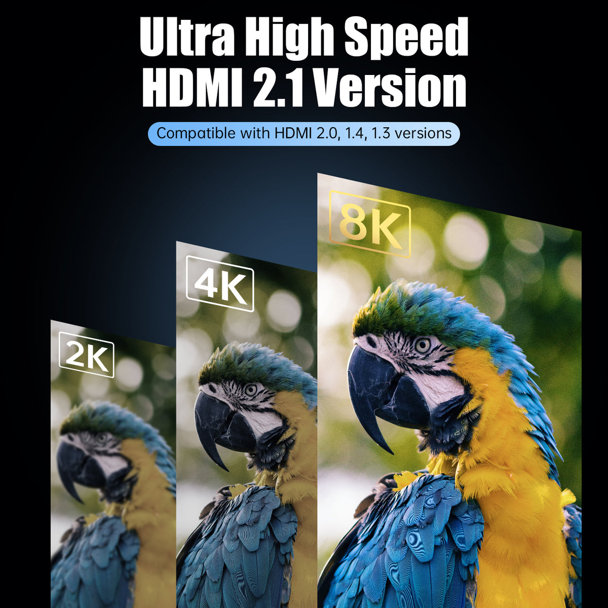 MOSHOU 8K HDMI 2.1 Armored Optical Fiber Cable – OM4, 48Gbps, 8K60/4K120