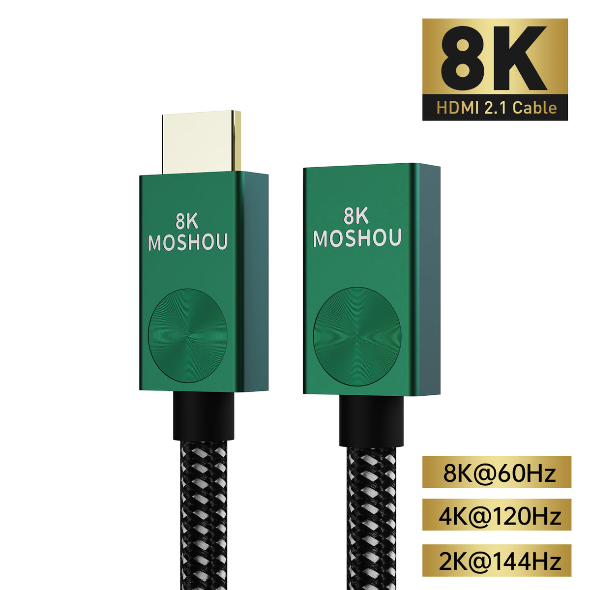 MOSHOU 8K HDMI 2.1 male to female extension cable with resolution labels