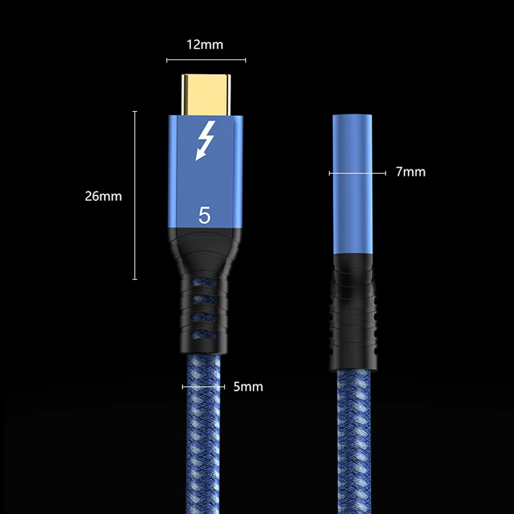 MOSHOU Thunderbolt 5 USB-C Extension Cable – Male to Female, 240W