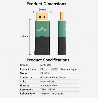 MOSHOU DP to HDMI adapter high-resolution display connection