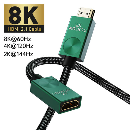 Green aluminum HDMI male plug and female socket interface details