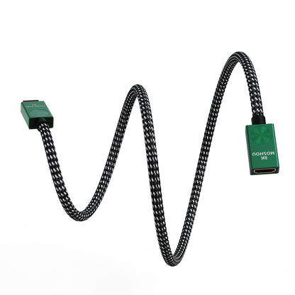 Full-length braided green HDMI male to female extension cable