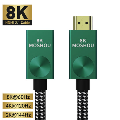 Front view of MOSHOU green HDMI male and female connectors