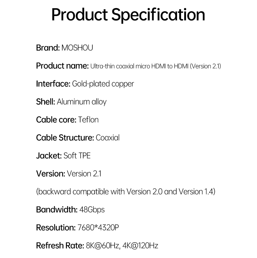 Micro HDMI to HDMI cable for gimbal and stabilizer setups