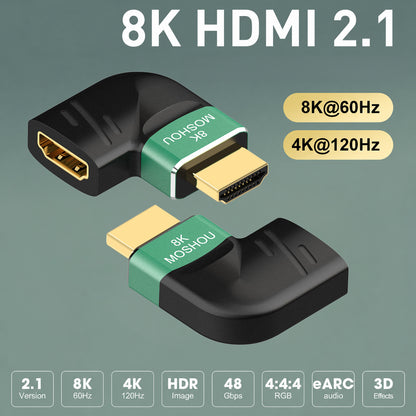 MOSHOU HDMI 2.1 side-angle adapter feature overview with 8K60 and 4K120 support