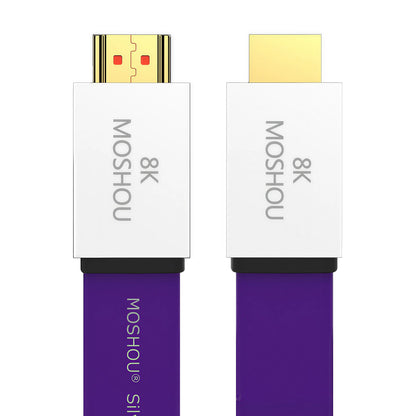 Front view of MOSHOU purple flat 8K HDMI cable