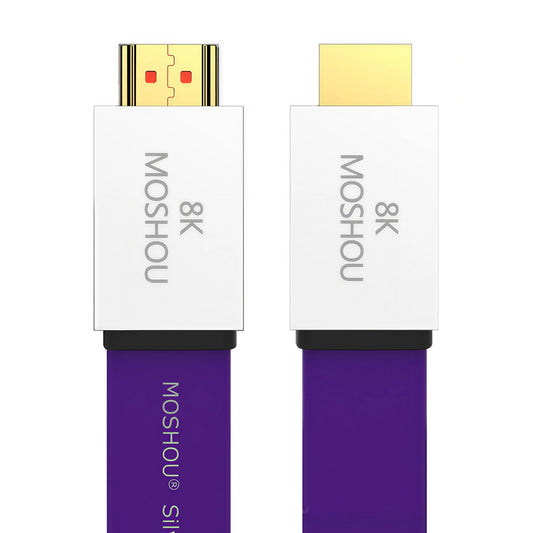 Front view of MOSHOU purple flat 8K HDMI cable