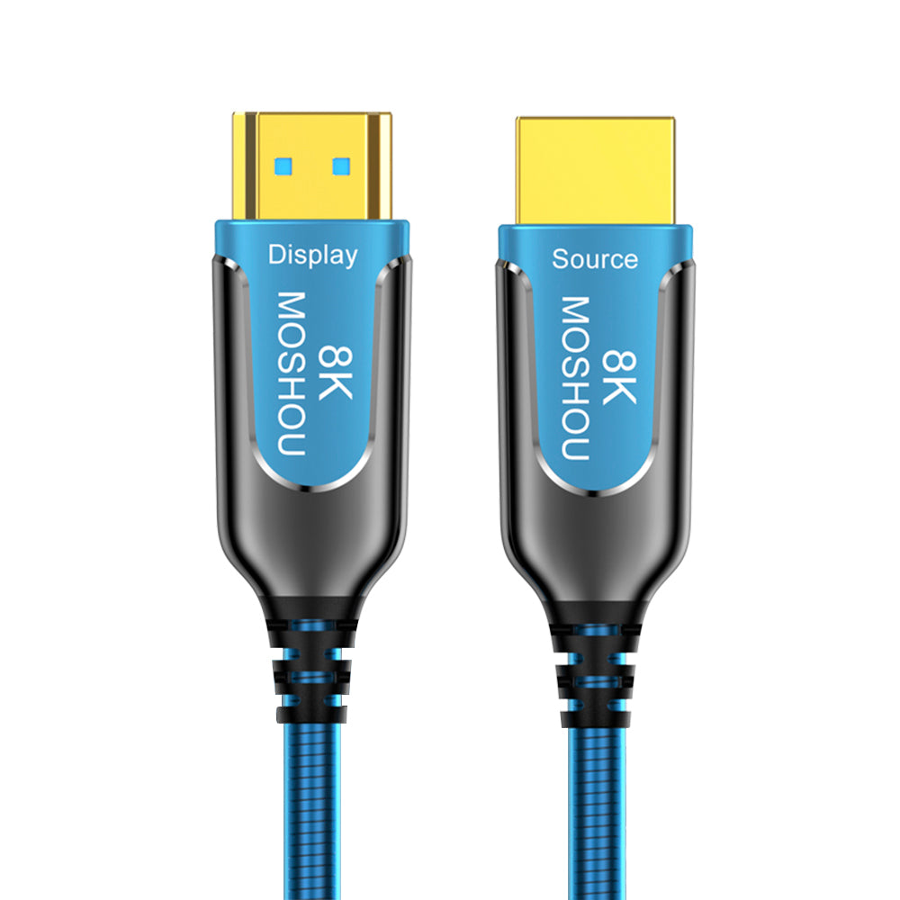 MOSHOU transparent blue armored 8K HDMI 2.1 fiber optic cable
