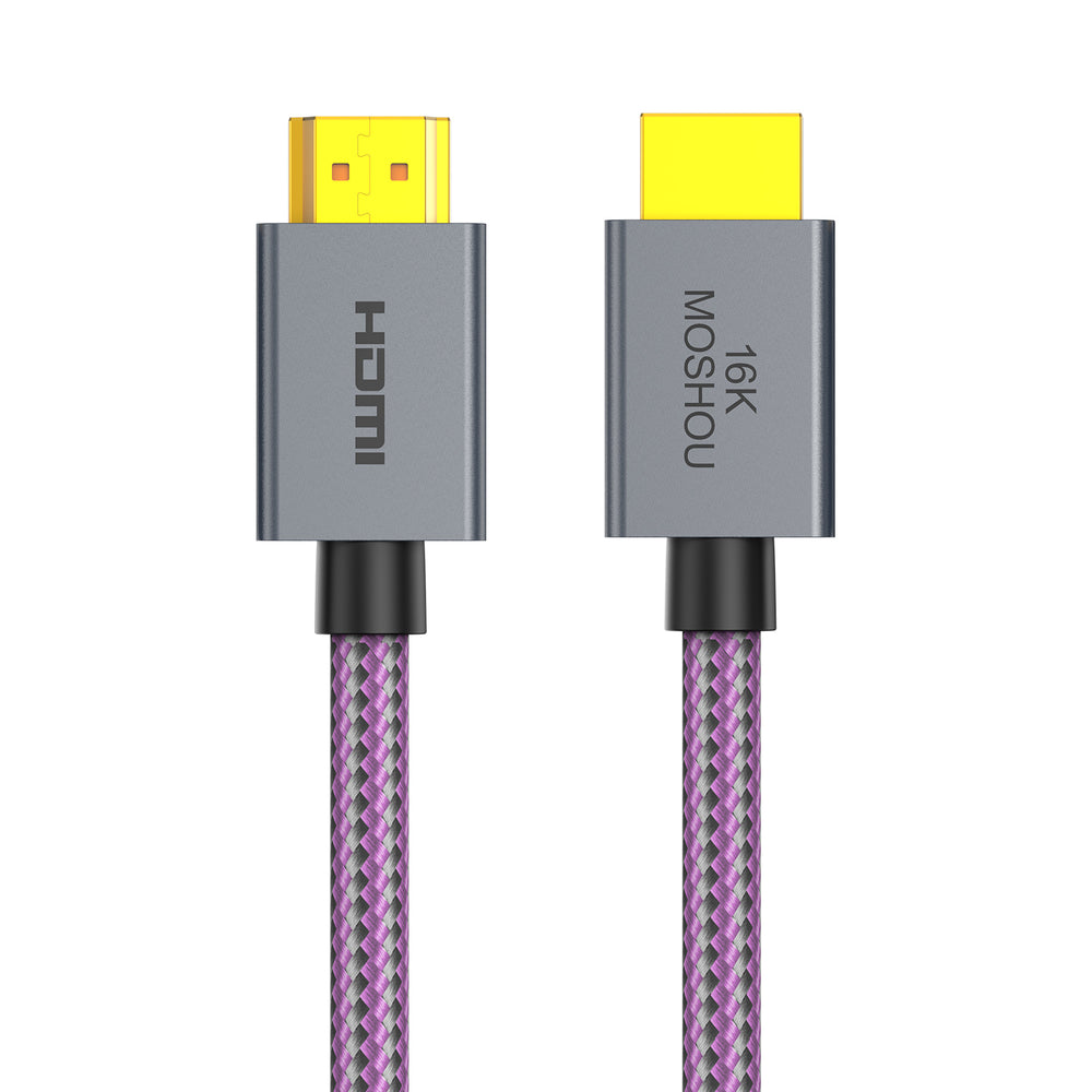 MOSHOU 16K HDMI 2.2 cable with purple braided jacket, main product view
