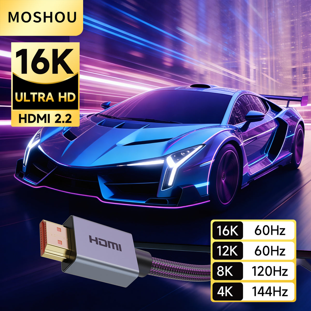 HDMI 2.2 cable for high-resolution gaming and display setups