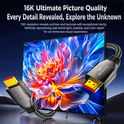 MOSHOU HDMI 2.2 cable demonstrating 16K picture quality