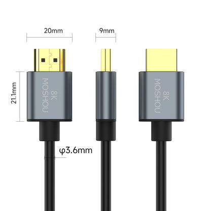 MOSHOU 3.6mm ultra-thin HDMI cable connector and cable dimensions