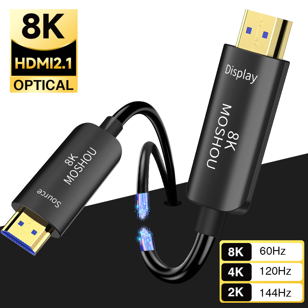 MOSHOU 48Gbps fiber optic HDMI cable for high refresh rate video