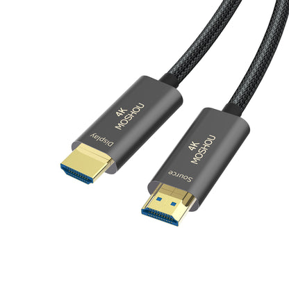 MOSHOU 4K fiber optic HDMI cable angled connector view