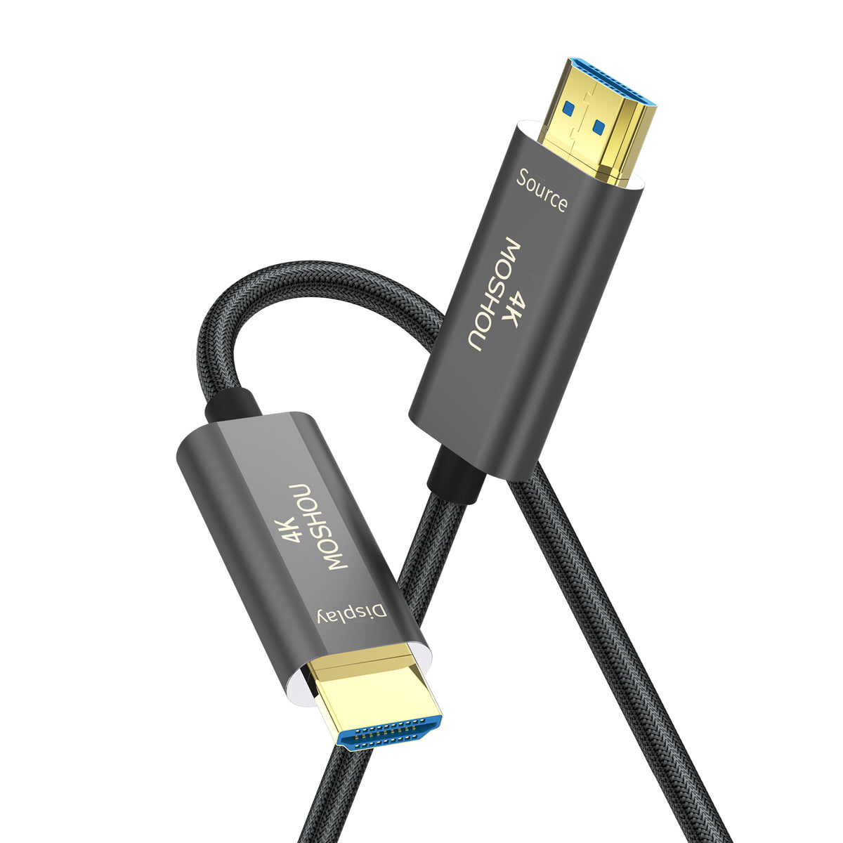 Flexible MOSHOU 4K optical HDMI cable with braided jacket