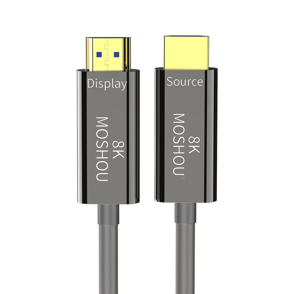 MOSHOU armored optical HDMI cable front connector view