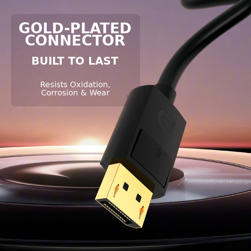 Right-angle DisplayPort cable reducing bending behind a monitor