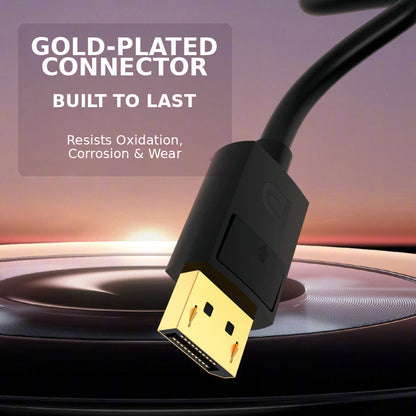 Right-angle DisplayPort cable reducing bending behind a monitor