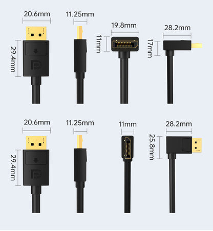 Black MOSHOU right-angle DisplayPort cable with locking connector