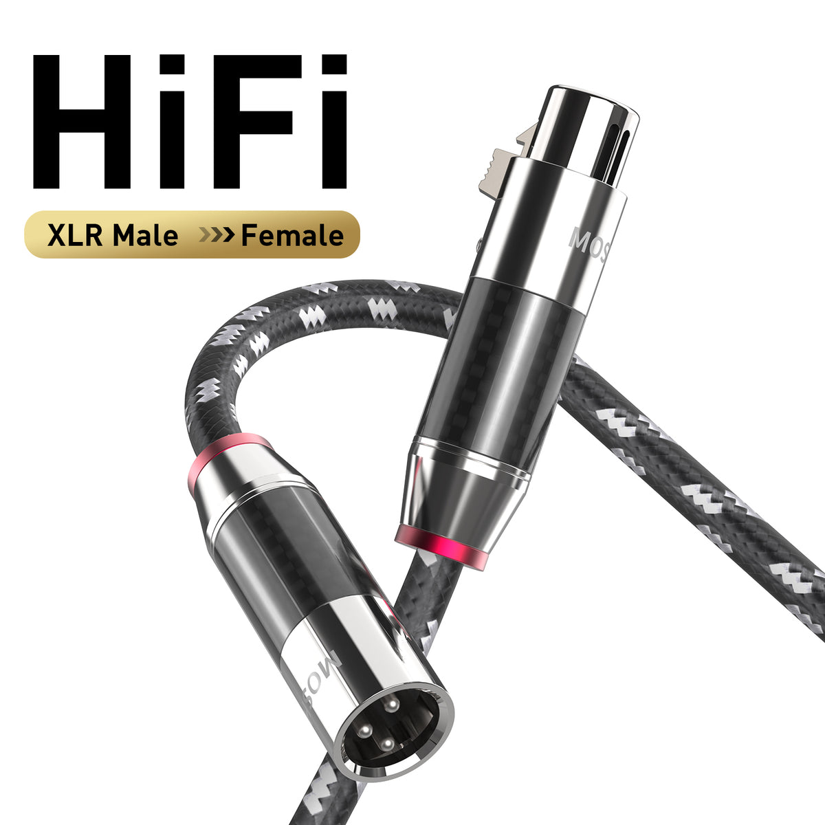 MOSHOU balanced XLR male to female audio cable angled view