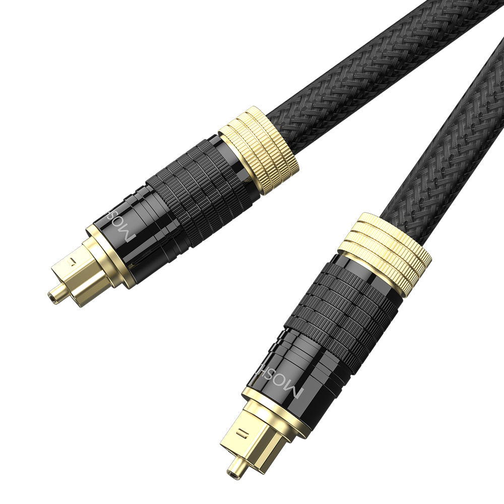 MOSHOU braided optical audio cable on white background