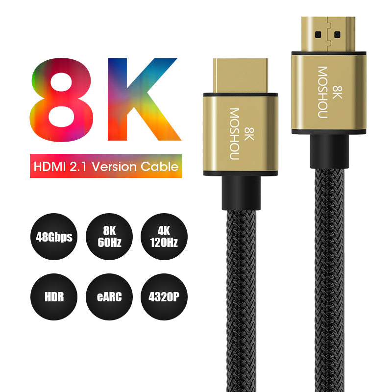 MOSHOU 8K HDMI 2.1 cable supporting 48Gbps 8K60 and 4K120