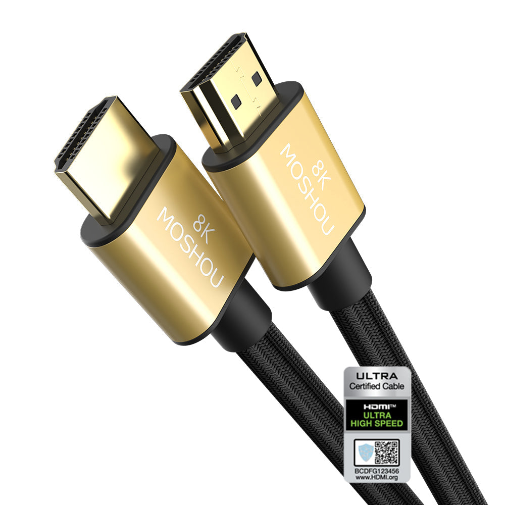 Ultra High Speed HDMI certification label on MOSHOU cable