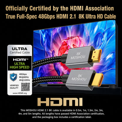 Officially certified MOSHOU 48Gbps 8K HDMI 2.1 cable