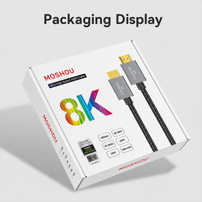 MOSHOU certified 8K HDMI cable retail packaging