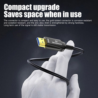Hybrid optical fiber and copper HDMI cable construction