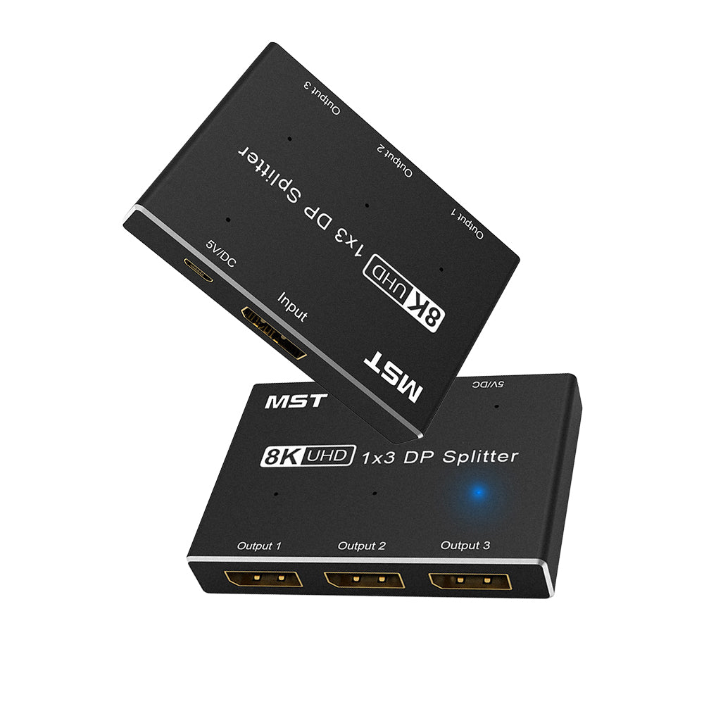 MOSHOU DisplayPort 1.4 MST splitter with one DP input and three DP outputs