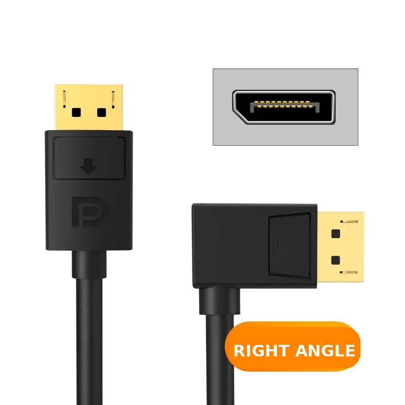 MOSHOU right-angle 90-degree DisplayPort 1.4 cable with locking connector