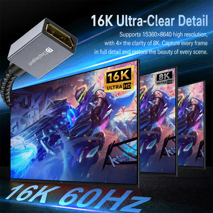 DP 2.1 male to female cable 16K ultra-clear detail