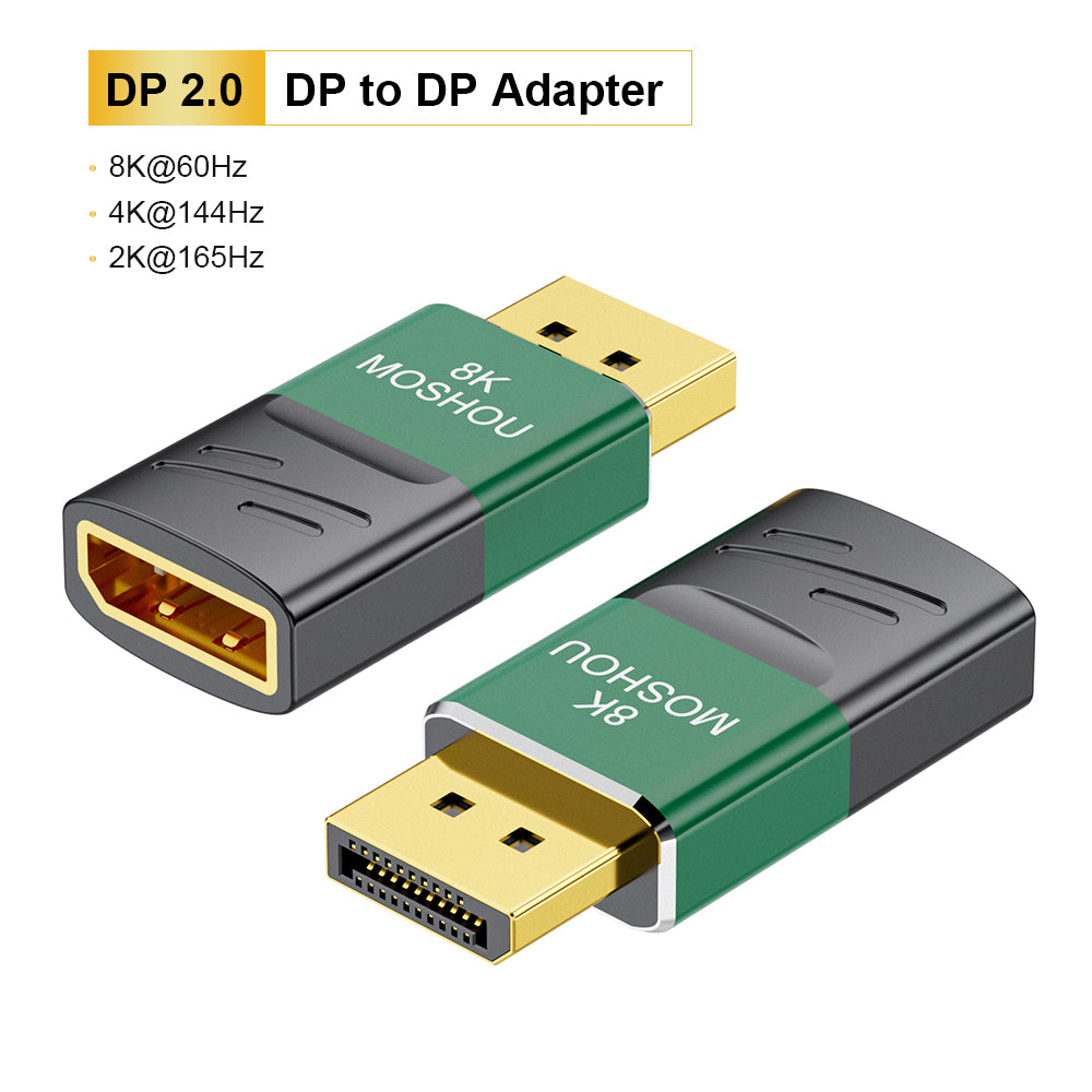 MOSHOU 8K DisplayPort male to female extension adapter angled view