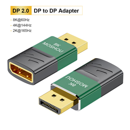 MOSHOU 8K DisplayPort male to female extension adapter angled view