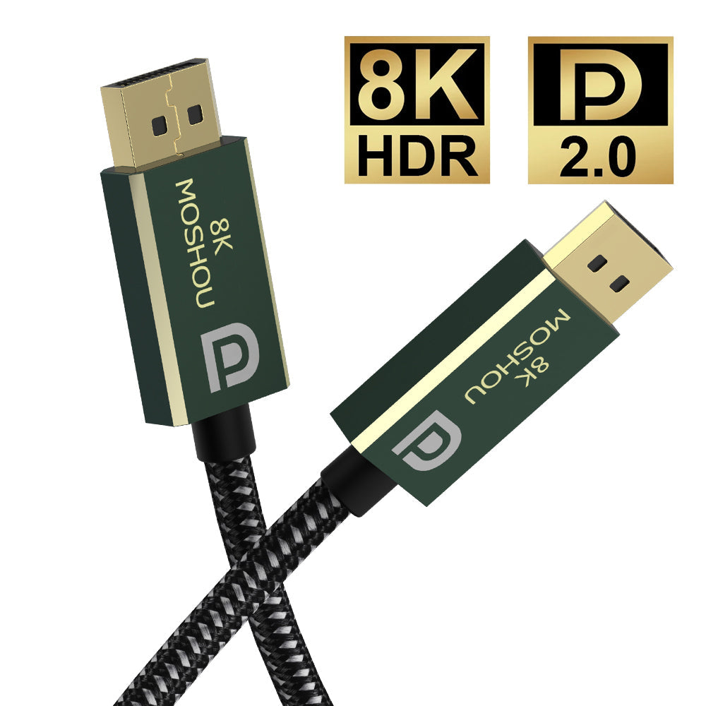 MOSHOU DisplayPort male-to-male cable crossed connector view