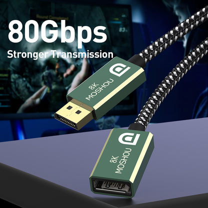 MOSHOU DP 2.0 male-to-female extension cable up to 80Gbps