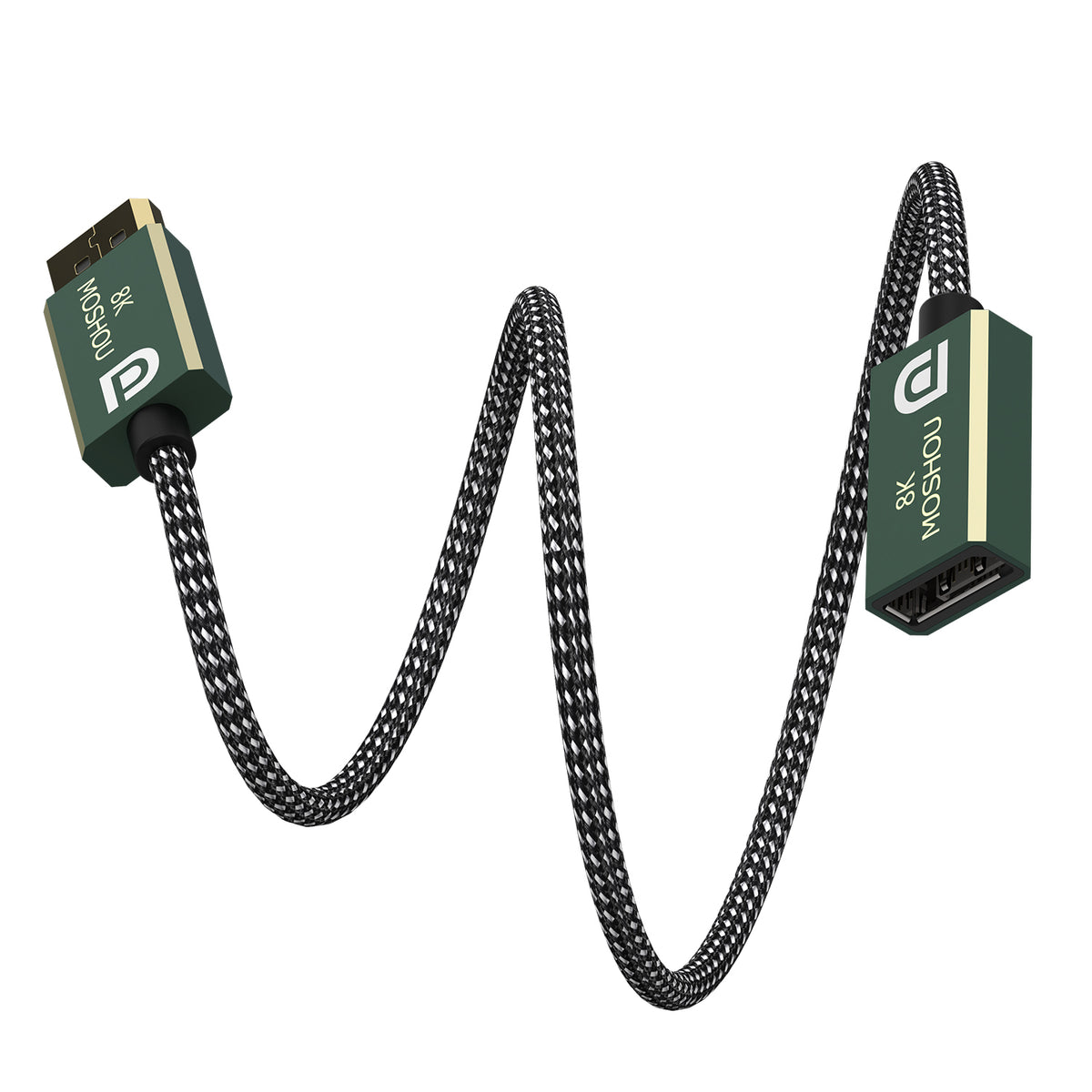 MOSHOU DisplayPort male-to-female cable crossed connector view