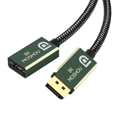 Green aluminum DisplayPort male and female connector ends