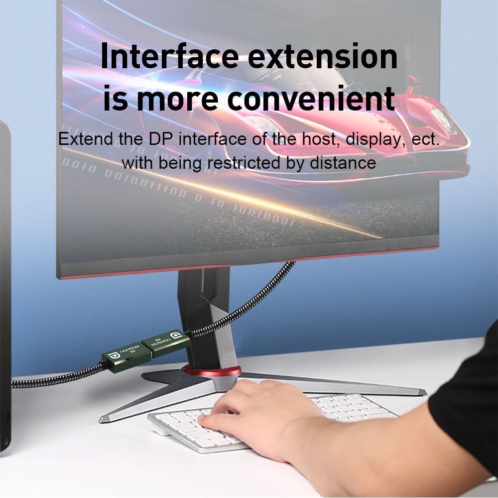 DisplayPort extension cable making a monitor connection easier to access