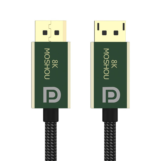 MOSHOU green DisplayPort 2.0 male-to-male cable connectors