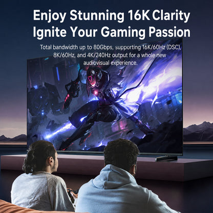 MOSHOU DP 2.1 optical cable demonstrating high-resolution gaming display