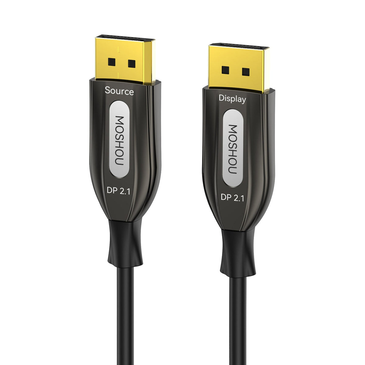 MOSHOU DisplayPort 2.1 OM4 optical fiber cable with Source and Display connectors, main view
