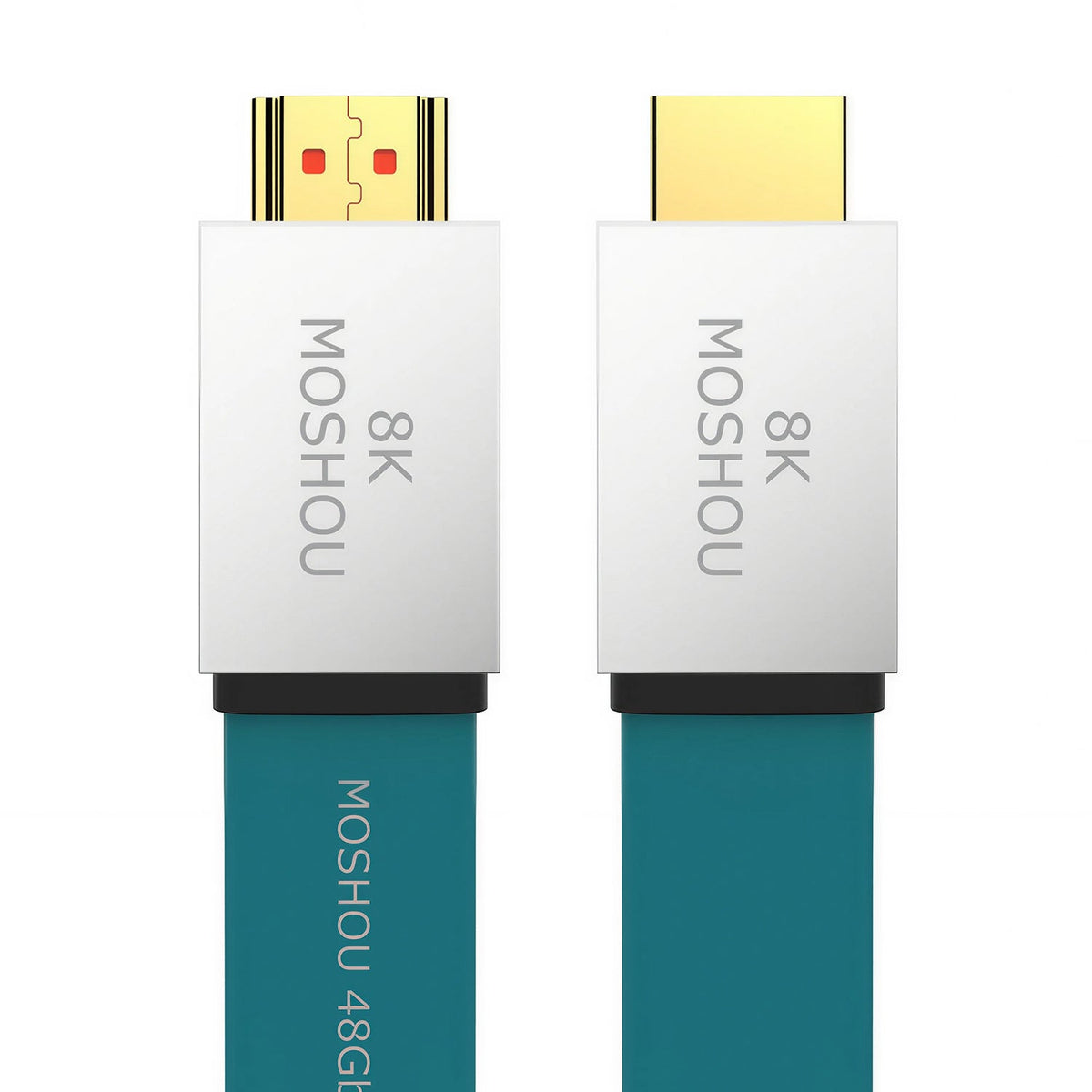 MOSHOU HD-020 flat blue HDMI 2.1 cable with silver connector housings