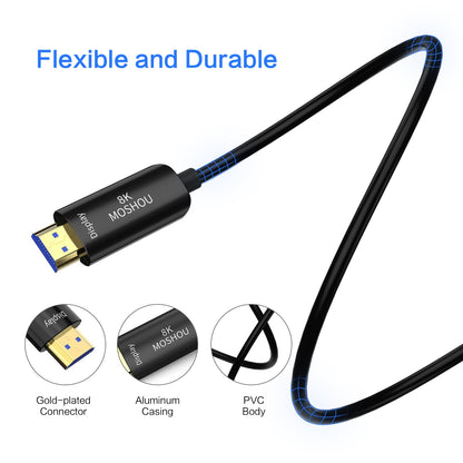 MOSHOU flexible optical HDMI cable with metal connector housing