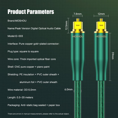 MOSHOU optical audio cable dimensions and product parameters