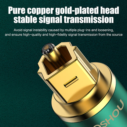 Gold-plated Toslink connector on MOSHOU optical audio cable