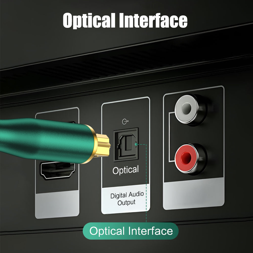 MOSHOU Toslink cable connected to a digital optical audio port